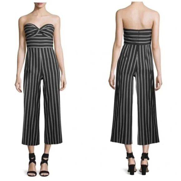 Veronica Beard Cypress Stripe Strapless Jumpsuit black 33799 - Picture 3 of 13